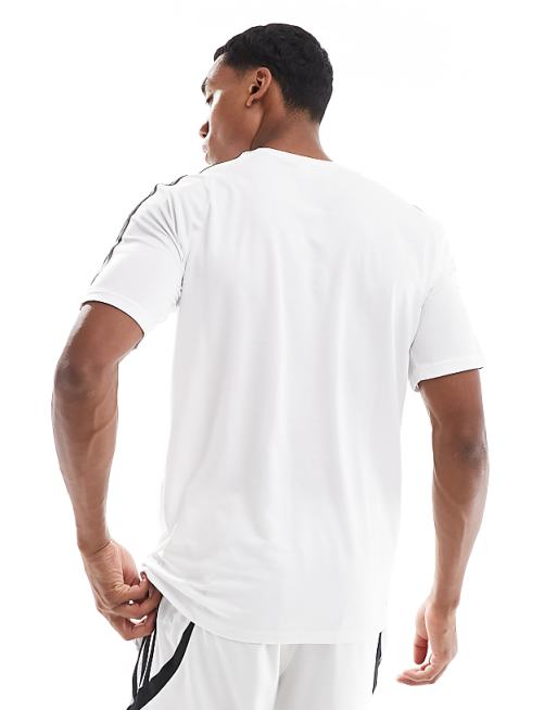 Adidas Training Essential 3 Stripe T-shirt In White