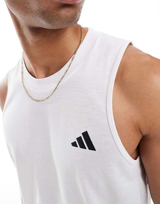 Adidas Training Essential Logo Vest In White