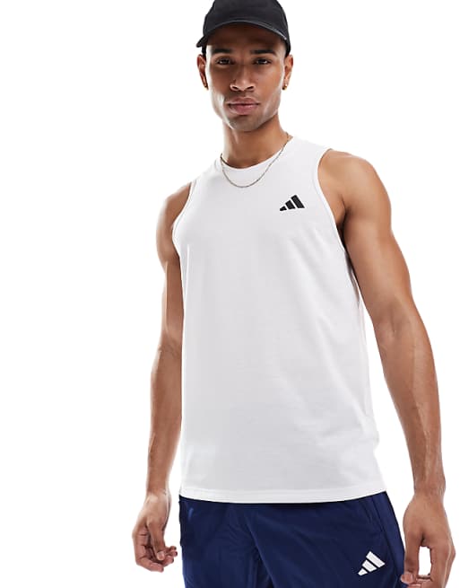 adidas Training Essential logo vest in white
