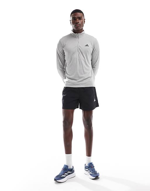 Adidas Training Essentials 1/4 Zip Top In Grey