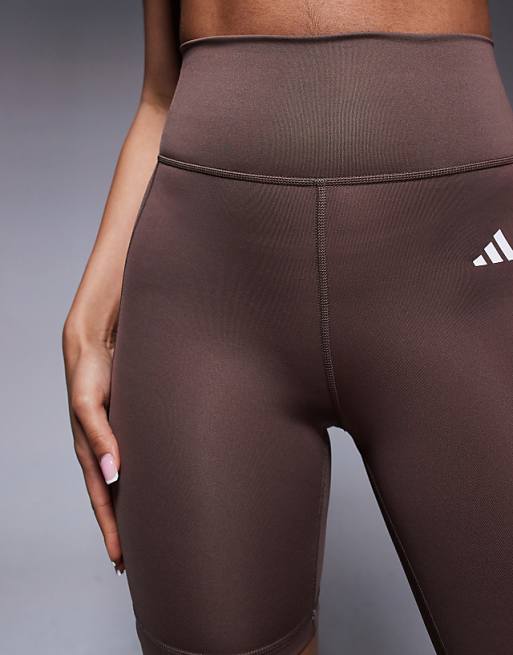 Adidas Training Essentials 7"" Legging Shorts In Dark Brown