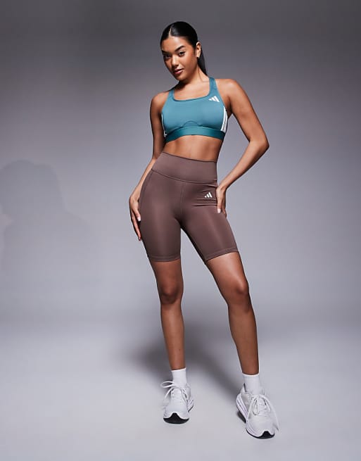 adidas Training essentials 7"" legging shorts in dark brown