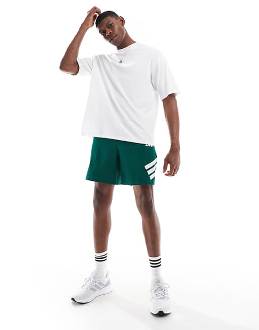 Adidas Training Essentials Gym 3 Stripe Shorts In Dark Green