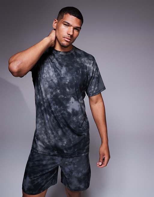 adidas Training essentials t-shirt with grey and black print