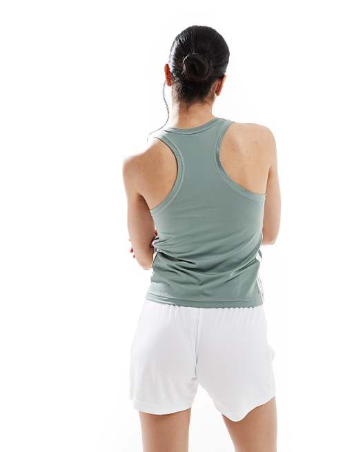 Adidas Training Essentials Vest Top In Silver Green