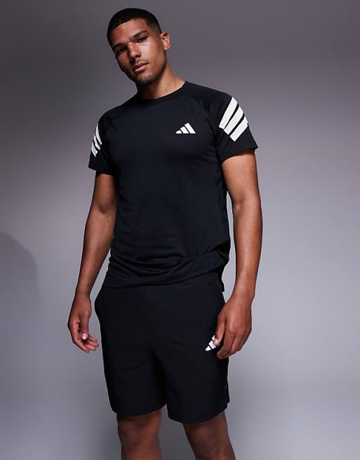 adidas Training Gym+ 3 stripe shorts in black