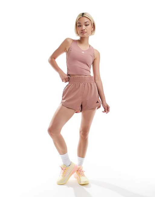 Adidas Training High Waist Pacer Short In Clay