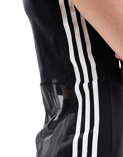 Adidas Training Hyperglam 3 Stripe T-shirt In Black