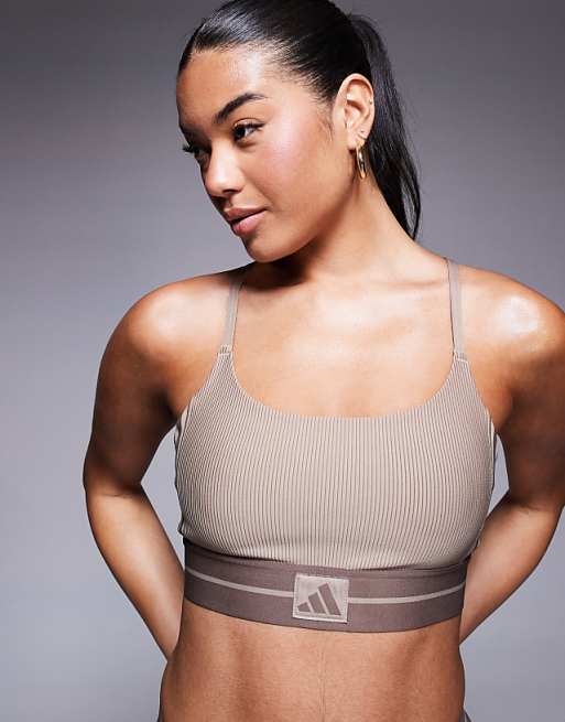 Adidas Training Hyperglam Bralette In Chalky Brown