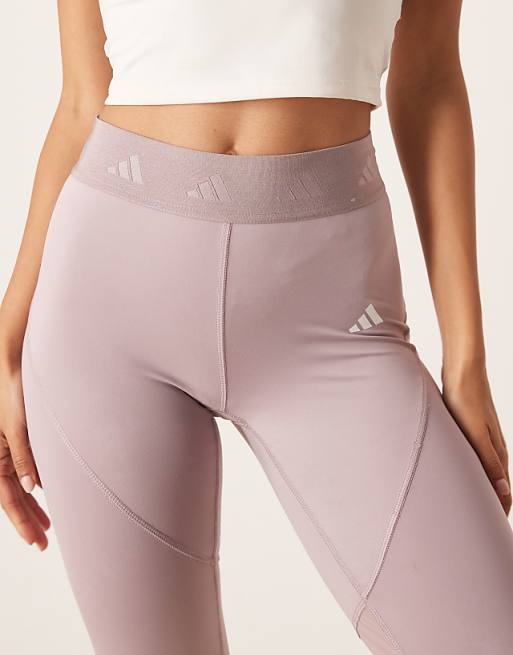 Adidas Training Hyperglam Full Length Leggings In Purple