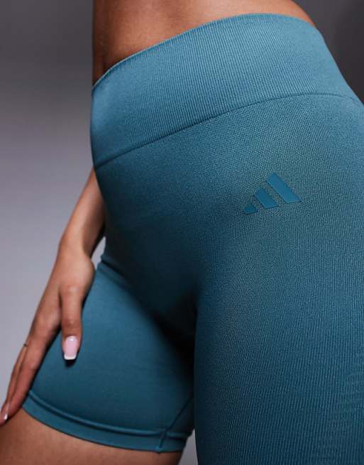 Adidas Training Knit 4"" Booty Shorts In Teal