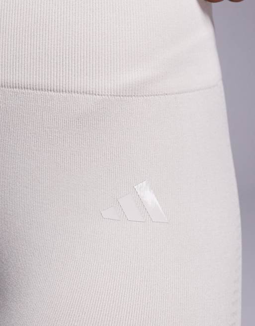 Adidas Training Knit Full Length Leggings In Light Brown