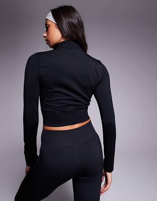 Adidas Training Knitted Zip Through Top In Black