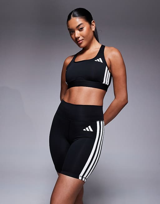 Adidas Training Optime 3 Stripe 3" Booty Shorts In Black