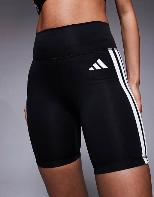 Adidas Training Optime 3 Stripe 3" Booty Shorts In Black