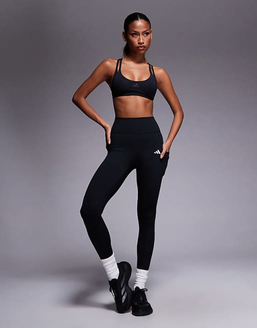 Adidas Training Optime 7/8 Rib Leggings In Black