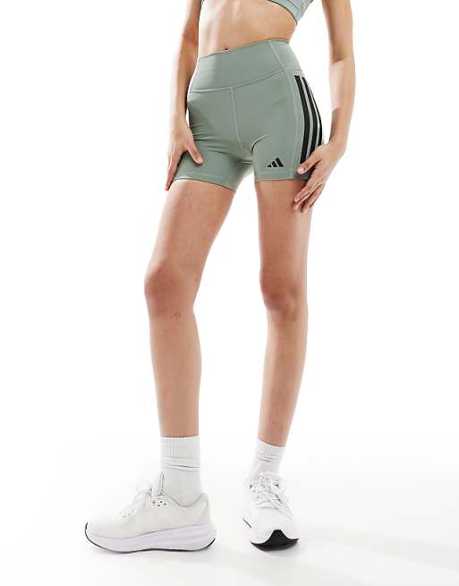 Adidas Training Optime Booty Shorts In Silver Green