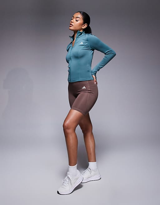 Adidas Training Optime Essentials Jacket In Teal