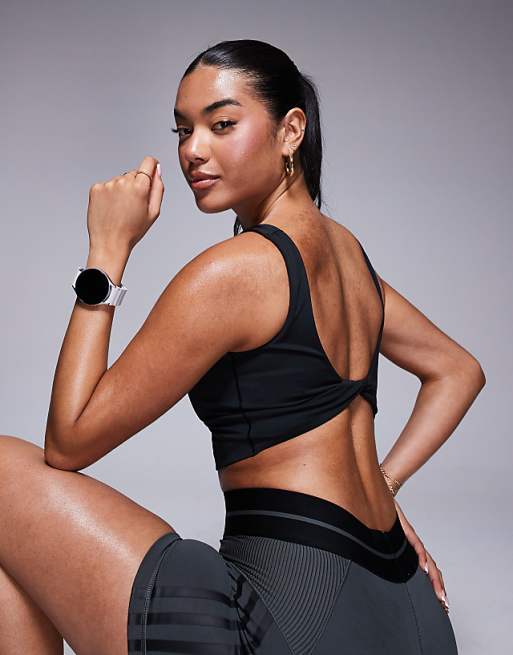 adidas Training Optime power back twist tank in black