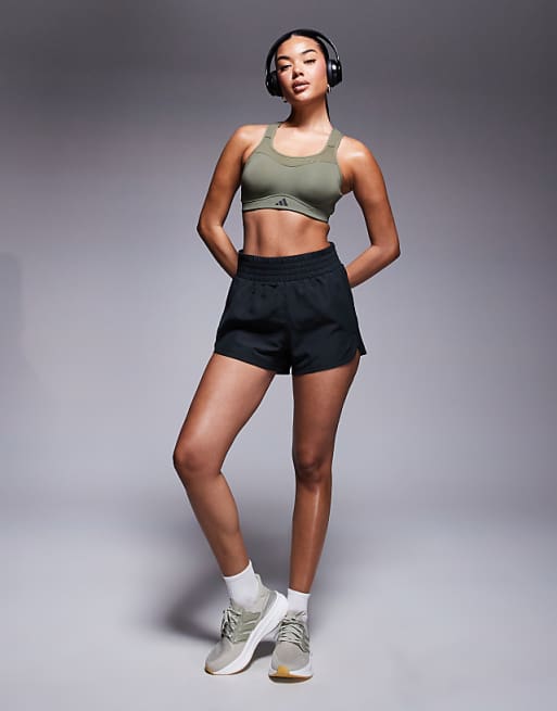 adidas Training Pacer high waisted 3"" shorts in black