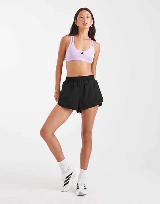 Adidas Training Power Light Support Bra Tank In Powder Plum