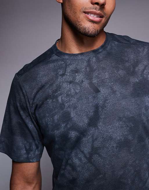 Adidas Training Power T-shirt In Graphic Grey And Black Print