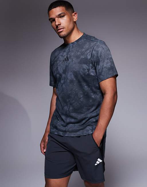 adidas Training Power t-shirt in graphic grey and black print