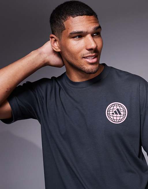 Adidas Training Power T-shirt With Globe Back Print In Black