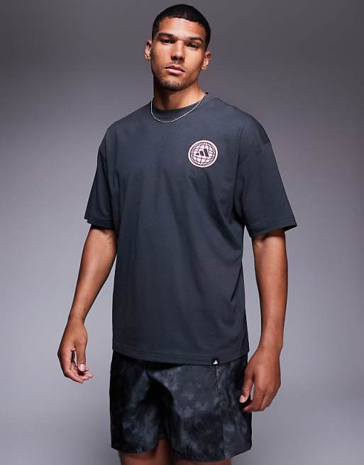 adidas Training Power t-shirt with globe back print in black