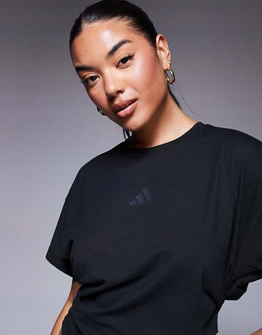Adidas Training Power Twist Back T-shirt In Black