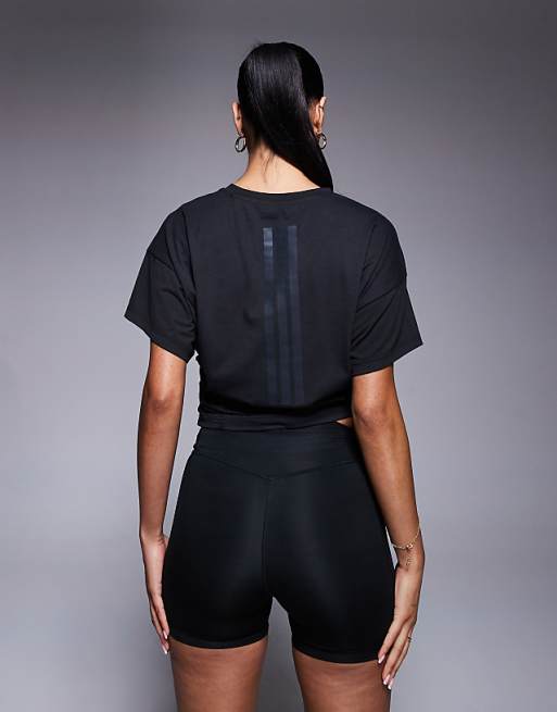 Adidas Training Power Twist Back T-shirt In Black
