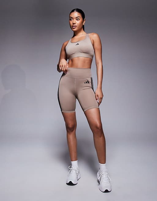 Adidas Training PWRCT High Support Sports Bra In Light Brown