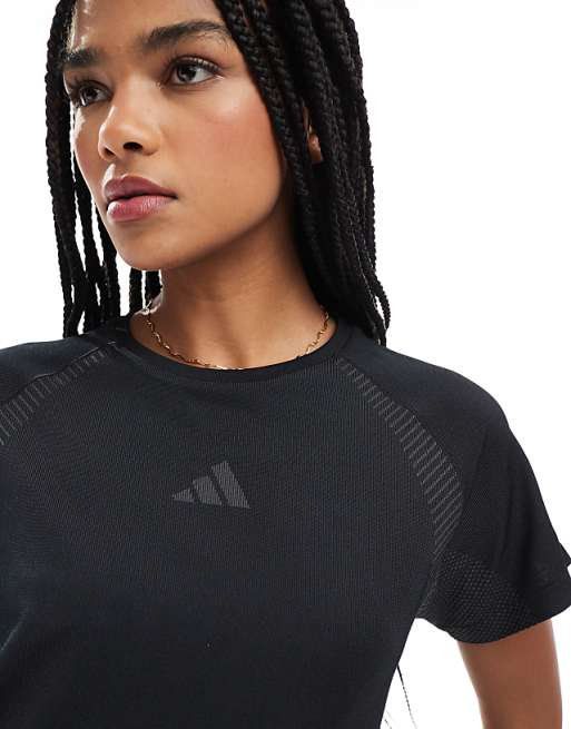Adidas Training Seamless T-shirt In Grey And Black