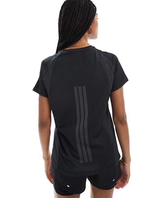 Adidas Training Seamless T-shirt In Grey And Black