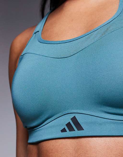 Adidas Training Strength High Support Sports Bra In Teal