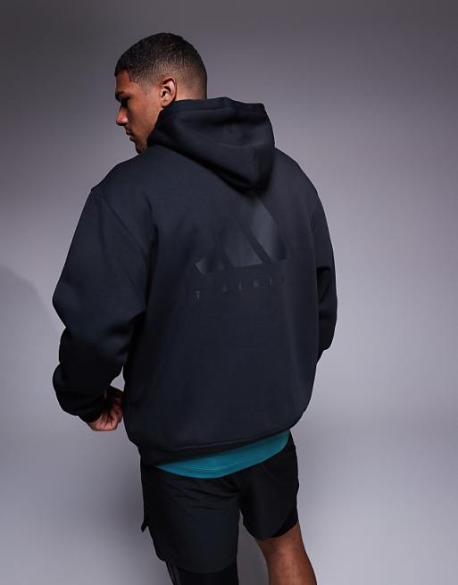 Adidas Training Strength Oversized Hoodie In Black