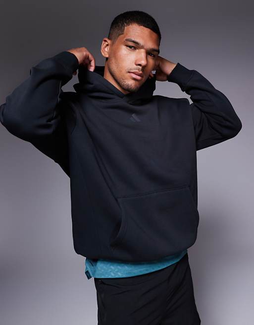 adidas Training Strength oversized hoodie in black