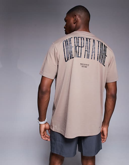 Adidas Training T-shirt With Graphic Print In Chalky Brown