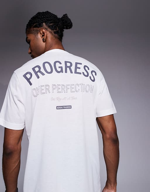 Adidas Training T-shirt With Progress Back Print In White