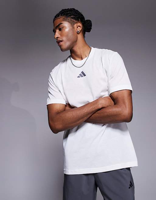 adidas Training t-shirt with progress back print in white