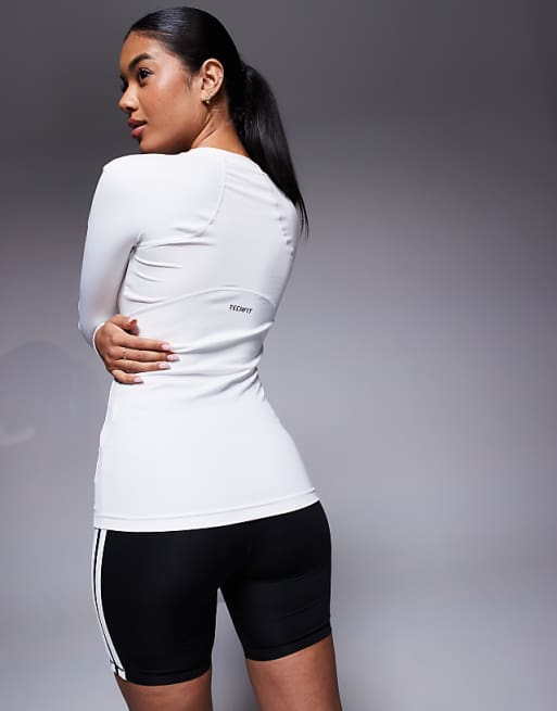 Adidas Training Tech Fit Long Sleeve Top In White