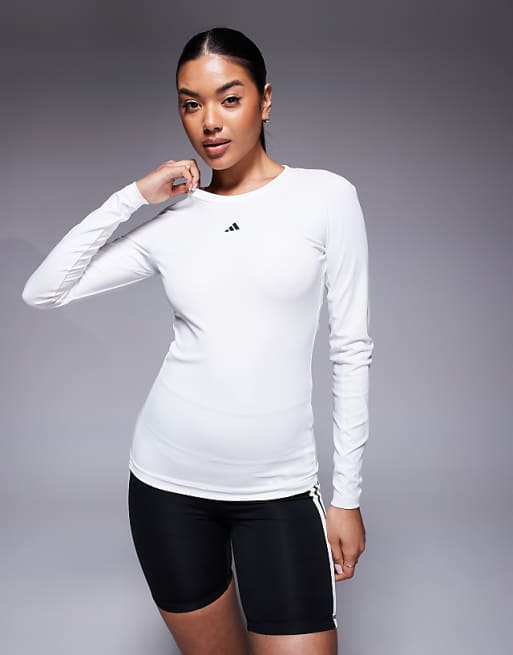 adidas Training Tech Fit long sleeve top in white