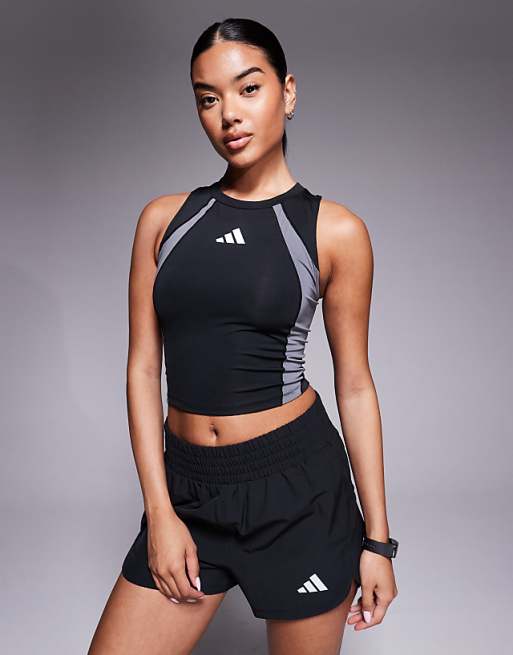 adidas Training Tech Fit tank top in black colourblock
