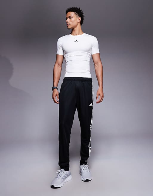 Adidas Training Train Essentials 3 Stripe Joggers In Black