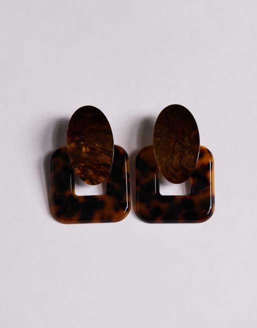 ALDO Glamtort Statement Stud Earring In Brown Tortoiseshell