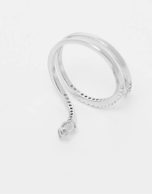 ALDO Mirienad Wrap Around Crystal Snake Ring In Silver