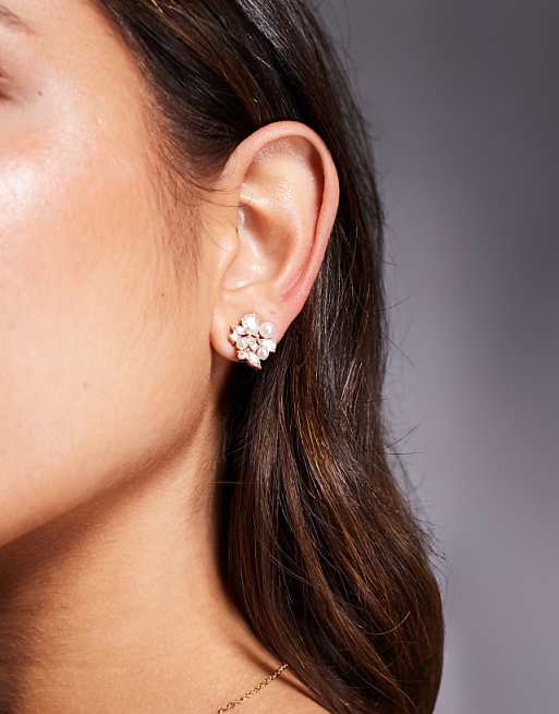 ALDO oladele pearl and crystal stud earrings in gold