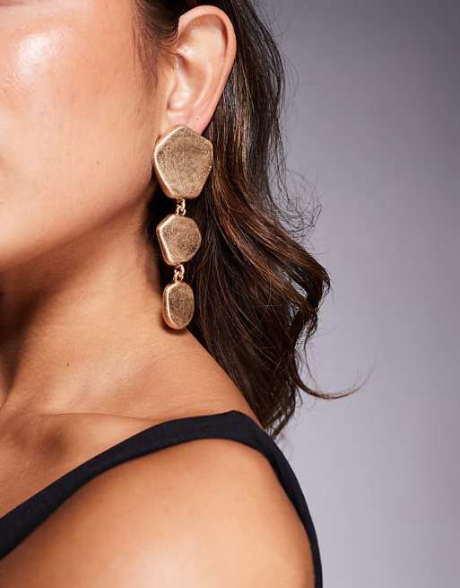 ALDO rheya statement brushed drop earrings in gold