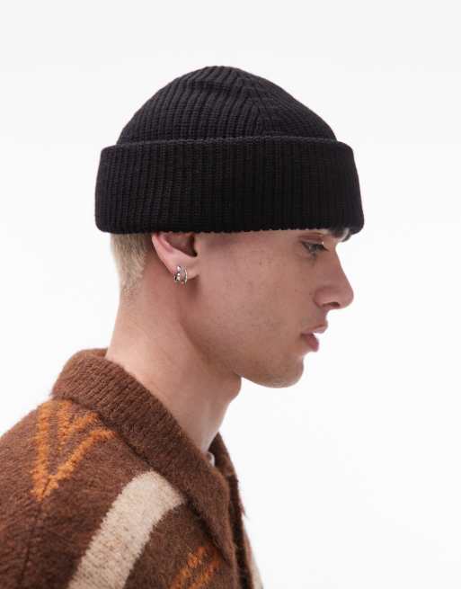 AllSaints Merino Wool Fisherman Beanie In Black