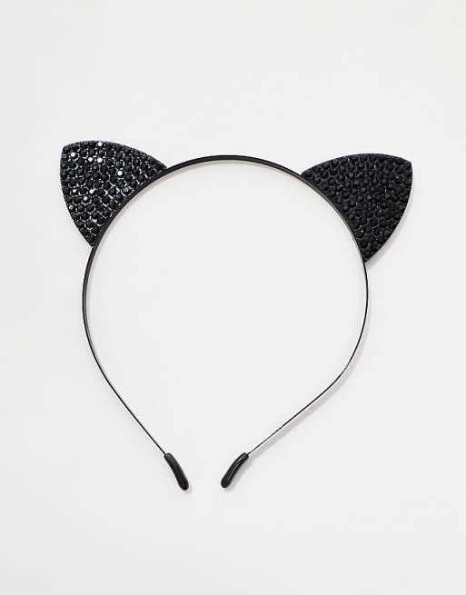 Ann Summers Halloween Diamante Cat Ears Headband In Black